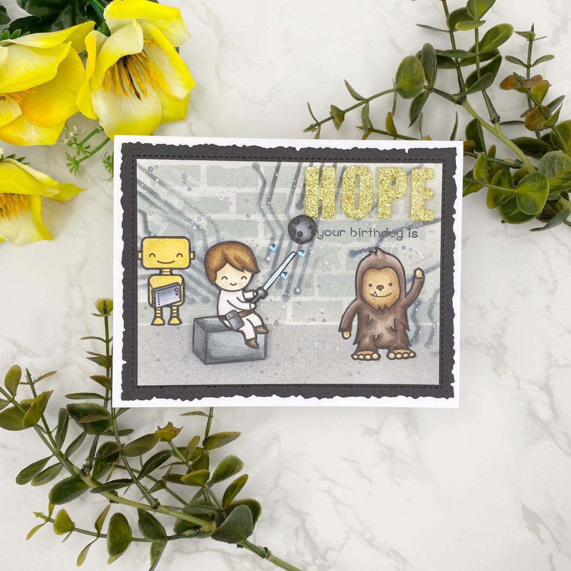 handmade Lawn Fawn card in Star Wars style