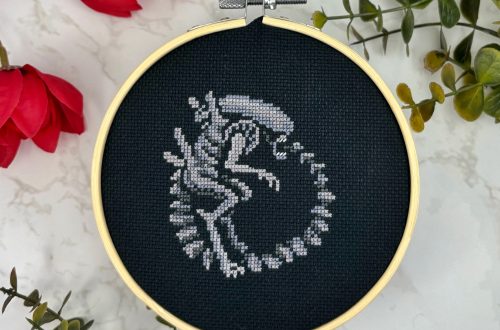 Cross stitched Alien from the movies