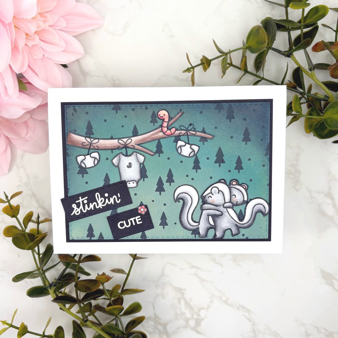 Stinkin cute Lawn Fawn baby card